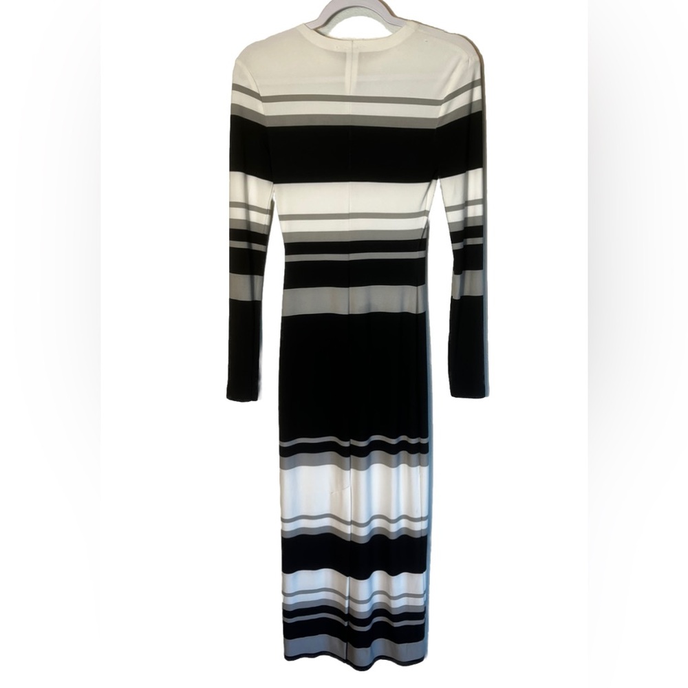 Norma Kamali Striped Black/Grey/White Bodycon MIDI Dress Size XS - Picture 4 of 7